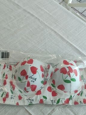Betsey Johnson Cherry Print Bikini Top Size Small